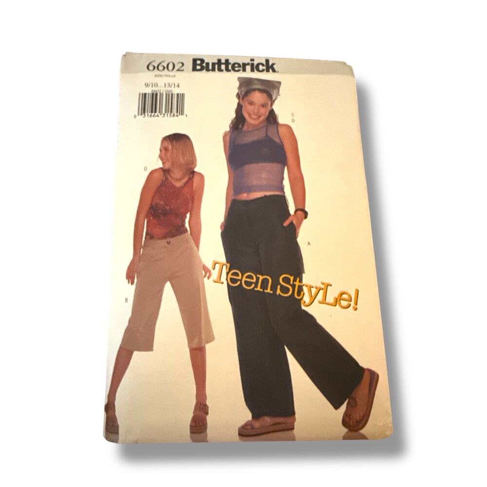 Butterick 6602 Teen Style Juniors Pants Shorts Top 9/10 11/12 13/14 New Uncut FF